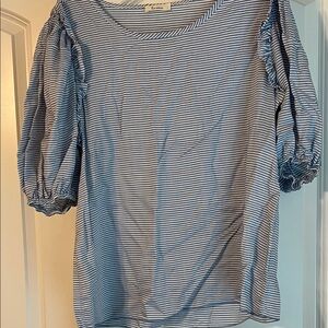 Elegant Striped Blouse with Puff Sleeves